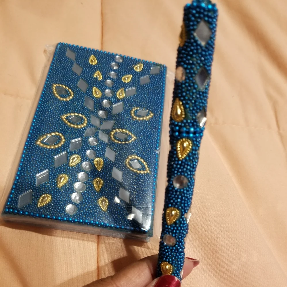 Blue Beaded Journal with pen